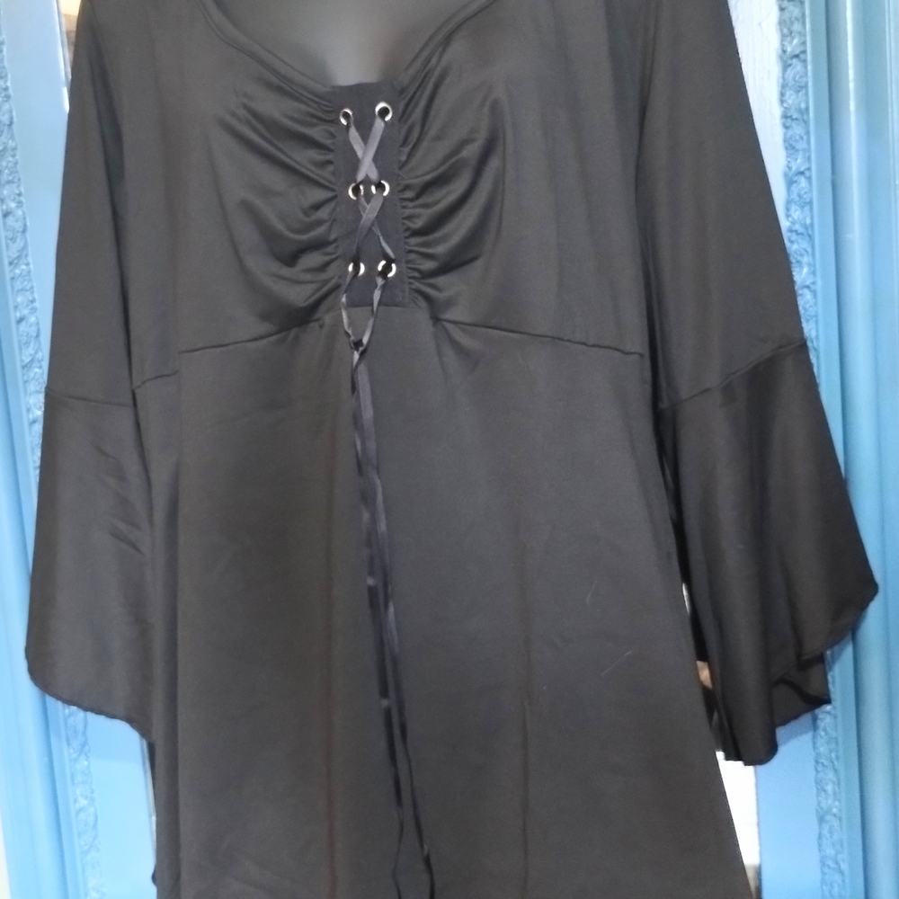 Elegant Black Lace-Up Women's Top